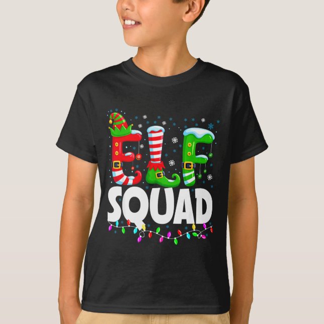 Camiseta Elf Squad Christmas Family Matching Xmas Pajamas  (Anverso)