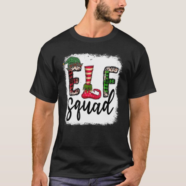 Camiseta Elf Squad Elf Feet Merry Christmas Leopard Plaid B (Anverso)