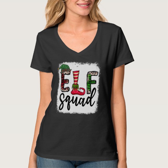 Camiseta Elf Squad Elf Feet Merry Christmas Leopard Plaid B (Anverso)
