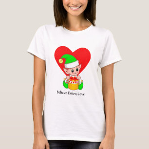 Camiseta Elfo Adorable & Corazón con Palabras Motivadoras
