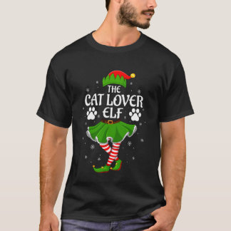 Camiseta Elfo Amante de Gatos Navidad Familia Chicas Mujere