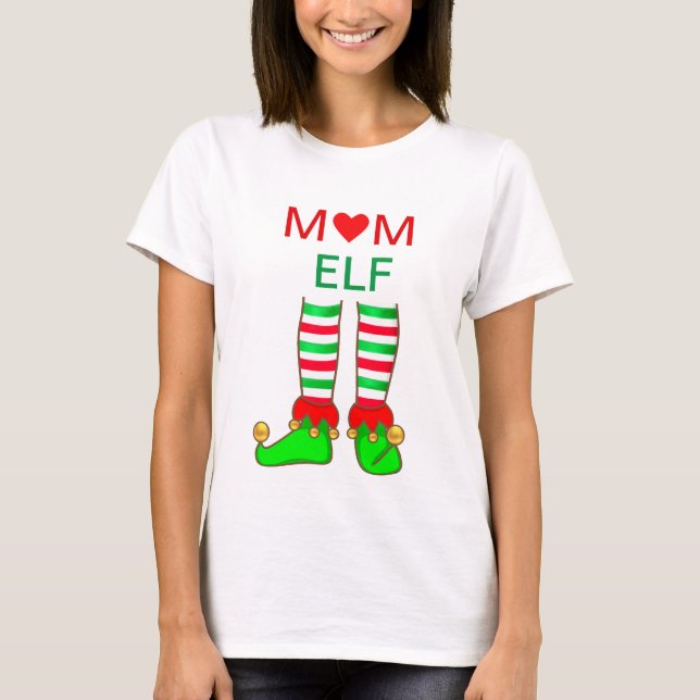 Camiseta Elfo de mamá moderna de Navidad (Anverso)