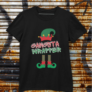 Camiseta Elfo de Piernas de Envoltura de Gangsta Rojo Verde