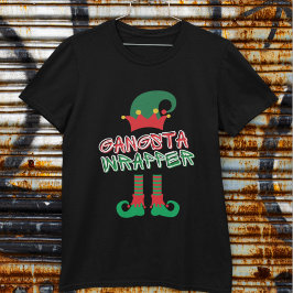 Camiseta Elfo de Piernas de Envoltura de Gangsta Rojo Verde