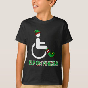 Camiseta Elfo en Silla de Ruedas Humor Divertido de Navidad