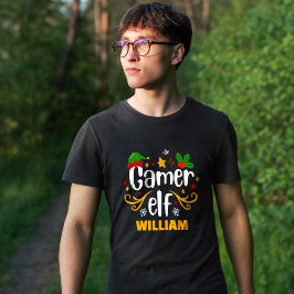 Camiseta Elfo Gamer de Tipografía Diversión Familia Pareja