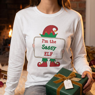 Camiseta Elfo Sassy Personalizado Mujer Navidad Divertida