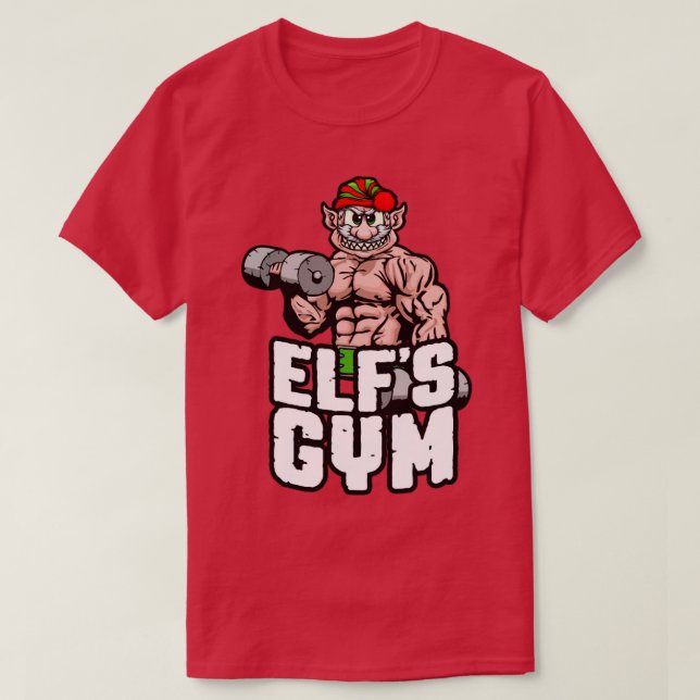 Camiseta Elfs Gym Dumbbell Curl Bodybuilder Navidades Worko (Diseño del anverso)