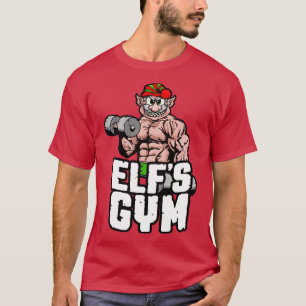 Camiseta Elfs Gym Dumbbell Curl Bodybuilder Navidades Worko