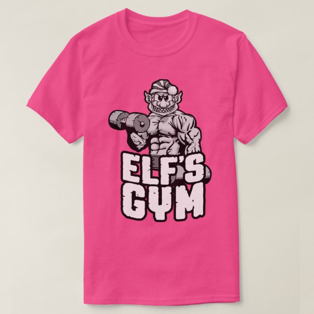 Camiseta Elfs Gym Dumbbell Curl Bodybuilder Navidades Worko (Diseño del anverso)