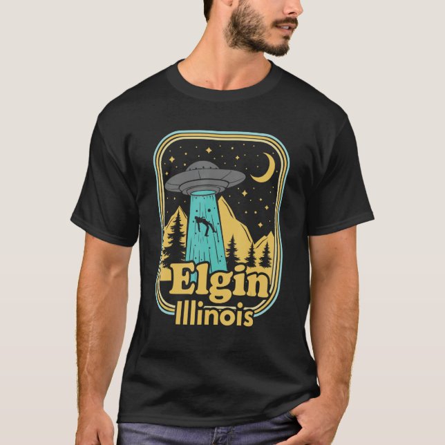 Camiseta Elgin Illinois Ufo Alien Hunter Orgullo Estatal de (Anverso)