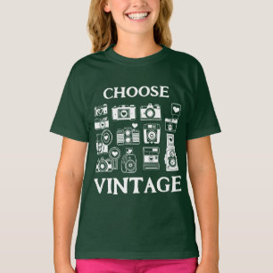 Camiseta Elige Colage de Cámara Retro Vintage para Niños Ve