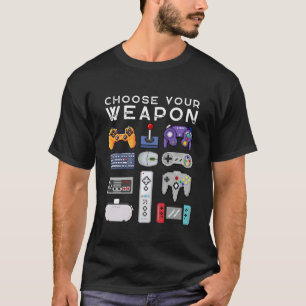 Camiseta Elija su arma Pixel art gamepads retro