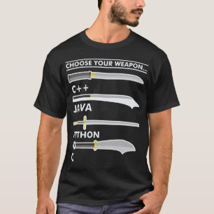 Camiseta Elija su armamento C Java Python Programmer Coding
