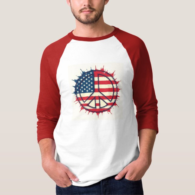 Camiseta Elijo Paz- Diseño de bandera de EE. UU.- (Anverso)