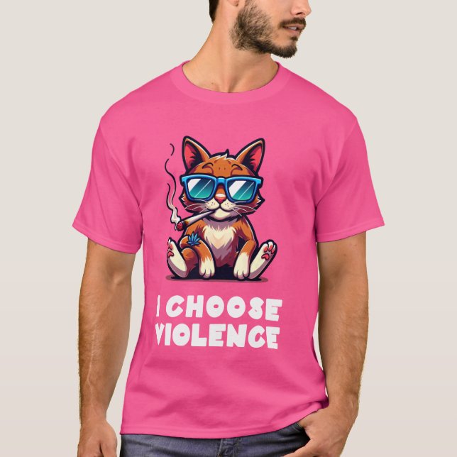 Camiseta Elijo un gato gracioso de violencia con D sarcásti (Anverso)