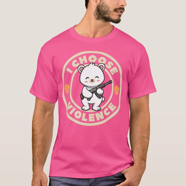 Camiseta Elijo Violencia Divertida Pistola Cute De Oso (Anverso)