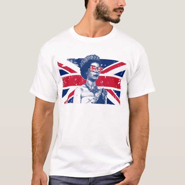 Camiseta Elizabeth Bandera Británica Reina De Inglaterra (Anverso)