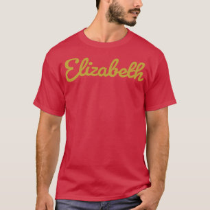 Camiseta Elizabeth Cursive Script Typography Gold Textos