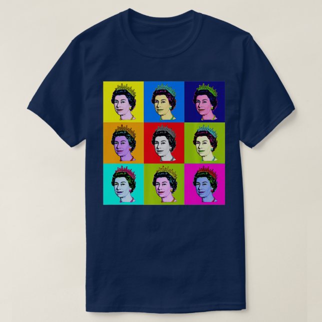 Camiseta Elizabeth Nine Square Tiles pop Art Queen of Engla (Diseño del anverso)
