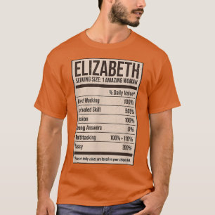 Camiseta Elizabeth Nutrition Facts Name Nickname Alias Titu