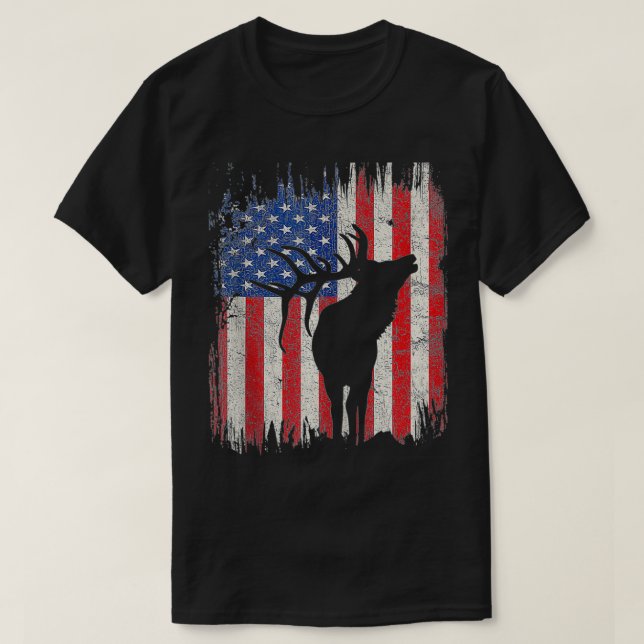Camiseta Elk American USA Flag Patriotic 4 De Julio (Diseño del anverso)