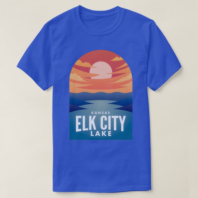 Camiseta Elk City Lake KS Retro Sunset (Diseño del anverso)