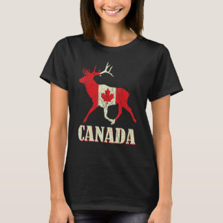 Camiseta Elk Distressed Deer Canada Day Proud Canadian Flag