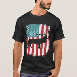 Camiseta Elk Hunting Patriotic American Flag