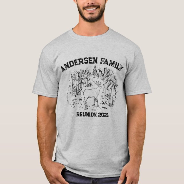 Camiseta Elk in Forest Illustration Custom Family Reunion  (Anverso)