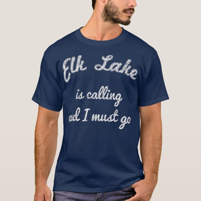 Camiseta ELK LAKE MICHIGAN Funny Fishing Camping Summer (Anverso)