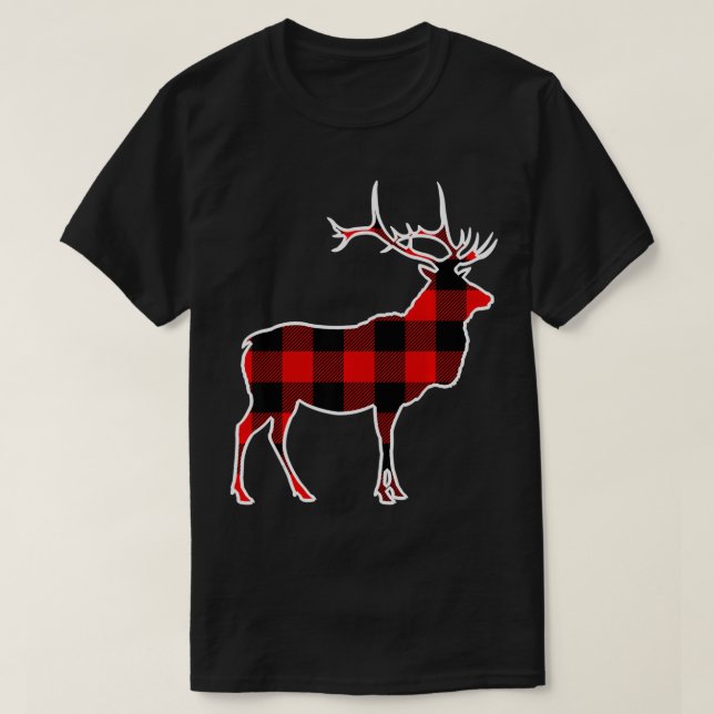 Camiseta Elk Red Buffalo Plaid Wapiti Deer Matando PJ Fami (Diseño del anverso)