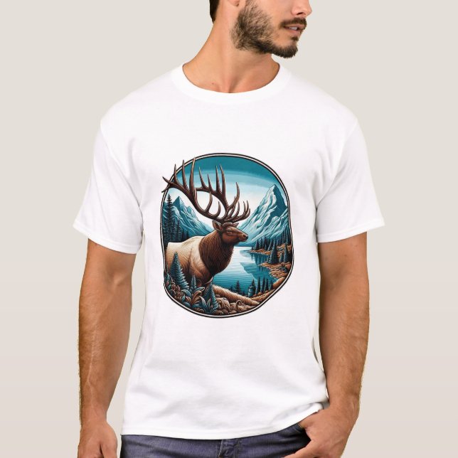 Camiseta Elk Regal, vida salvaje majestuosa (Anverso)