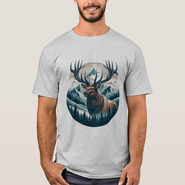 Camiseta Elk Regal, vida salvaje majestuosa (Anverso)
