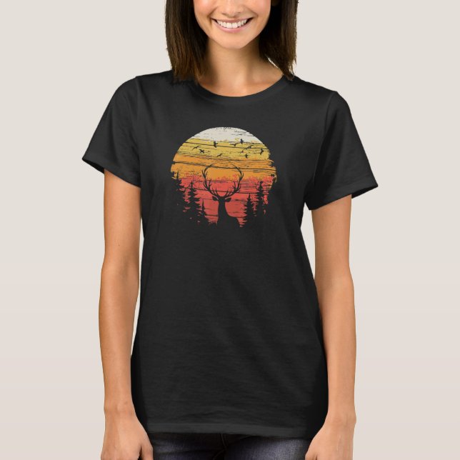 Camiseta Elk Wapiti In The Woods Mountains Wild Hunting Cam (Anverso)