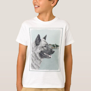 Camiseta Elkhound noruego en pintura de aldea - Arte de per