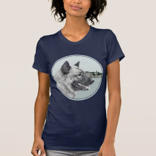 Camiseta Elkhound noruego en pintura de aldea - Arte de per