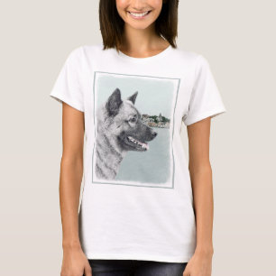 Camiseta Elkhound noruego en pintura de aldea - Arte de per