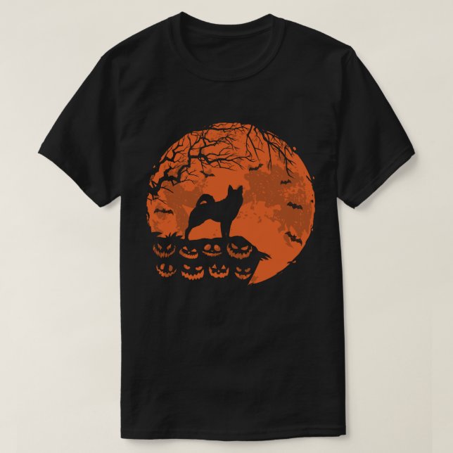 Camiseta Elkhound Noruego Y Moon Halloween Perro Lover (Diseño del anverso)