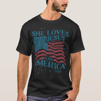 Camiseta Ella Ama a Jesús América También 4 De Julio Cristi