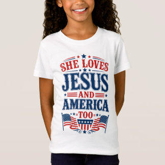 Camiseta Ella Ama a Jesús y a América También