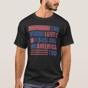 Camiseta Ella Ama A Jesús Y A Estados Unidos A La Vintage C