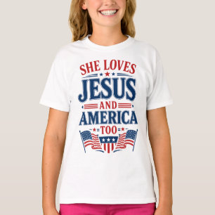 Camiseta Ella Ama a Jesús y América También