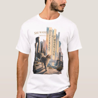 Camiseta Ella Camina a Través de una Mañana de un Tipo Dife