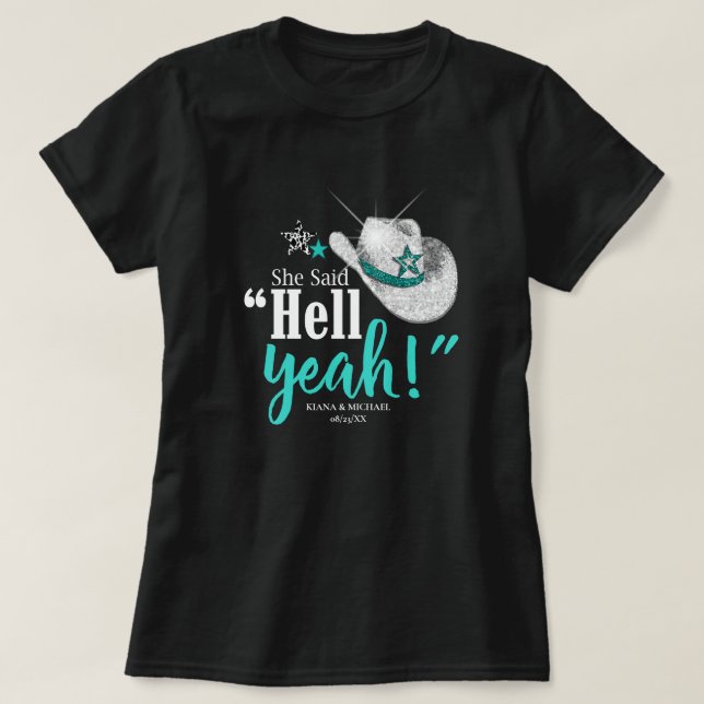 Camiseta Ella Dijo "Maldita sea" Gorra De Vaquera Verde azu (Diseño del anverso)