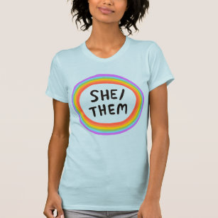 Camiseta ELLA/ELLOS Pronuncian el Círculo Arcoiris colorido