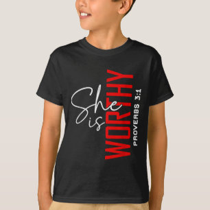 Camiseta Ella es digna de la Biblia versus cristiana religi