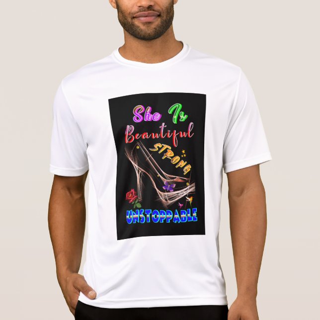 Camiseta Ella Es Hermosa Fuerte Imparable (Anverso)