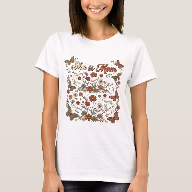 Camiseta Ella Es Mamá Fuerte Elegida Capaz (Anverso)