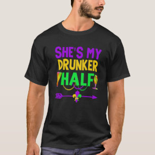 Camiseta Ella es mi media pareja ebria bebiendo Mamáes de j